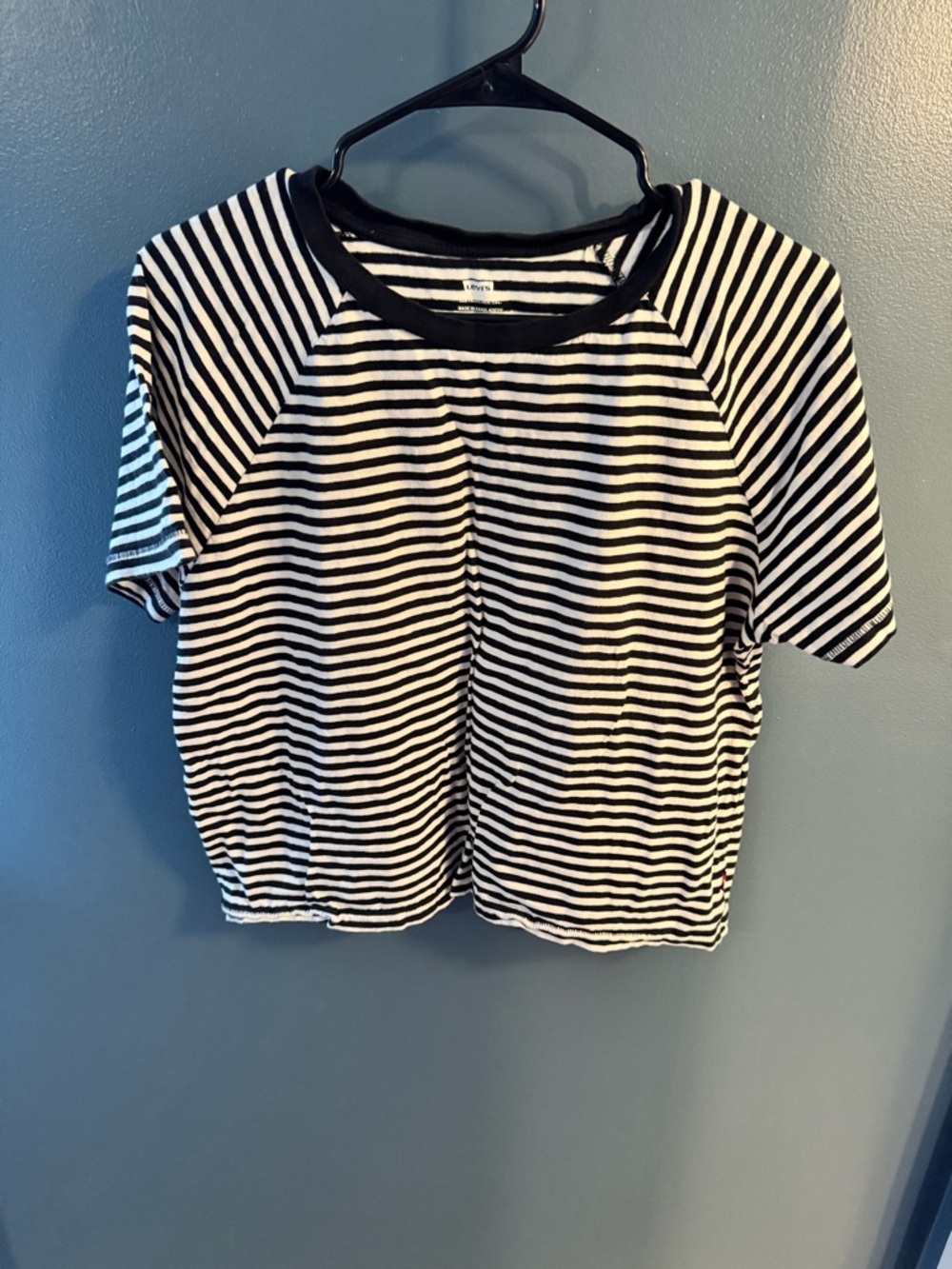 Levi's Black and White Striped Crewneck Top